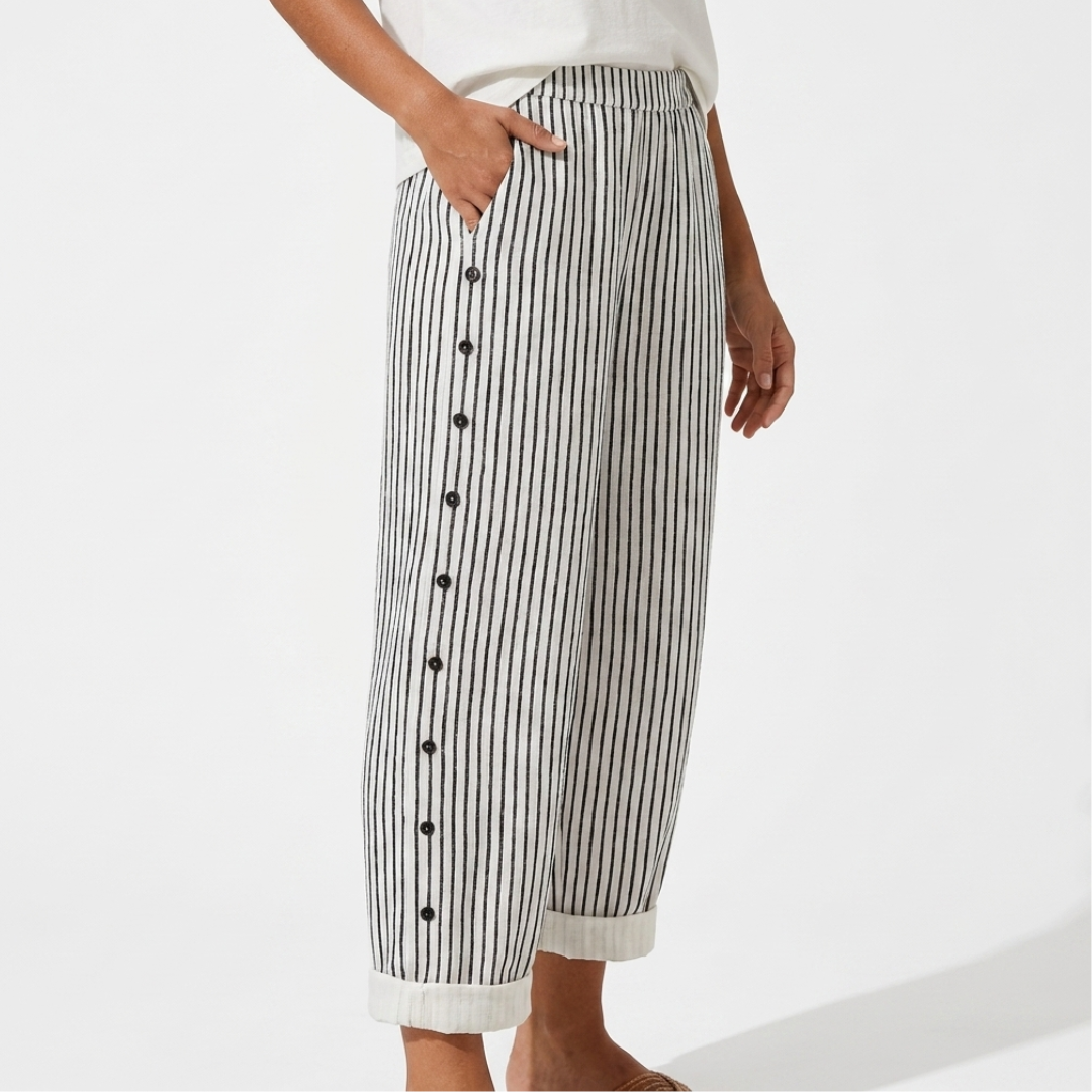 Cibele - Pantaloni a righe con bottoni