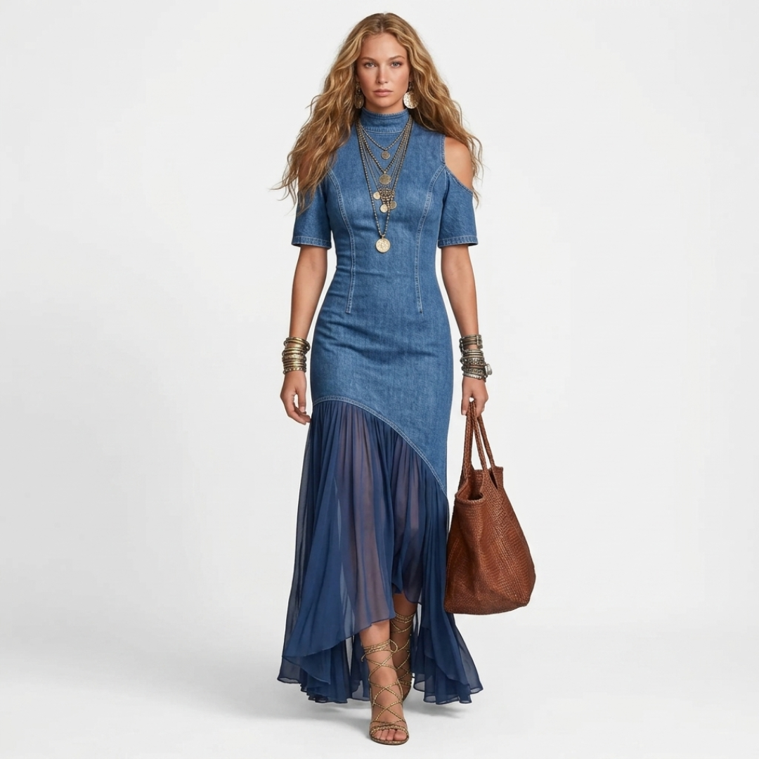 Nicolly - Abito lungo in denim