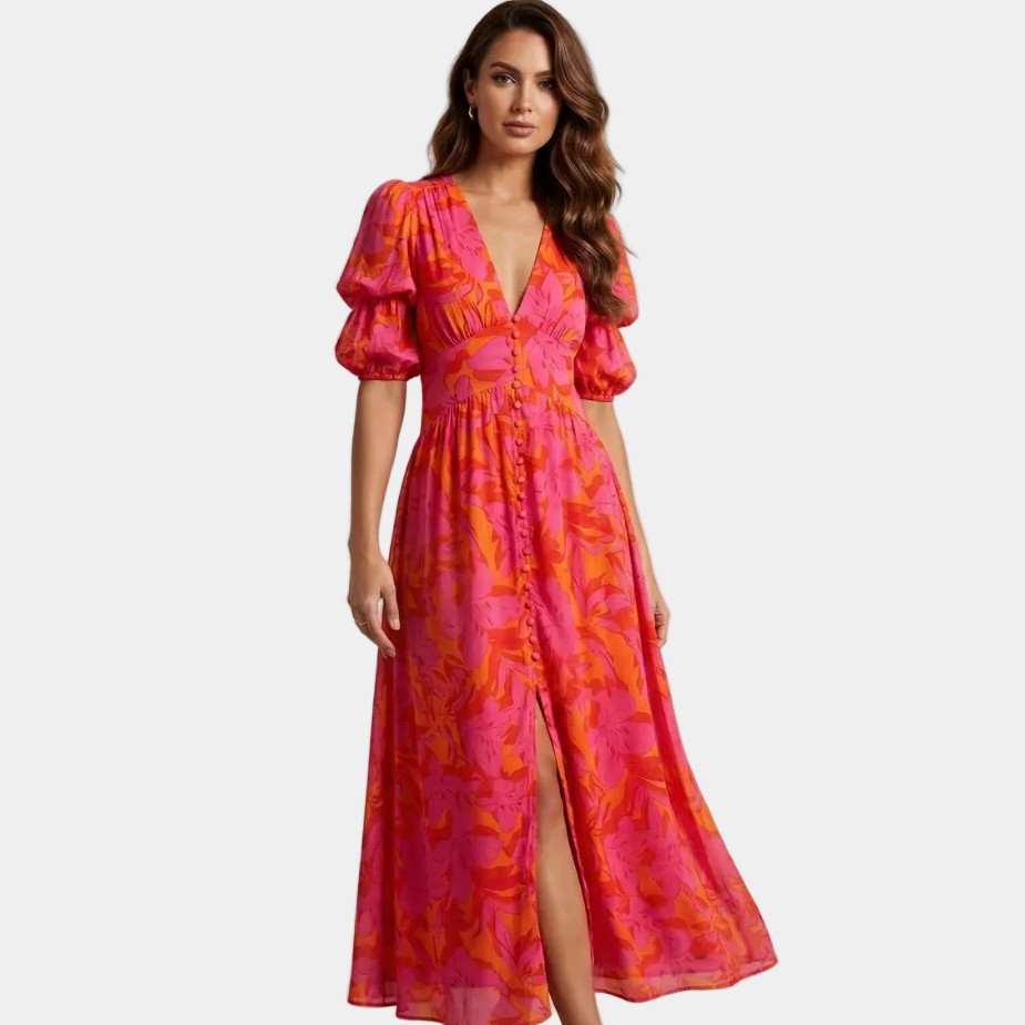 Elena - Abito maxi con scollatura profonda.