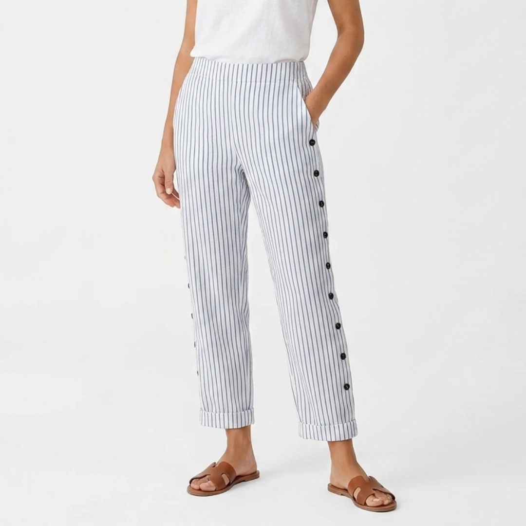 Cibele - Pantaloni a righe con bottoni