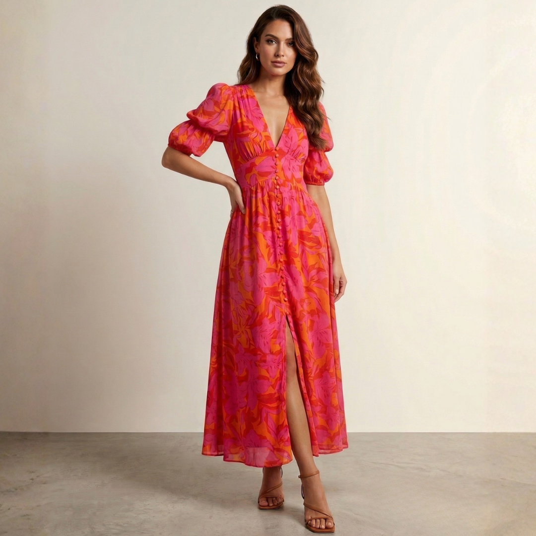 Elena - Abito maxi con scollatura profonda.