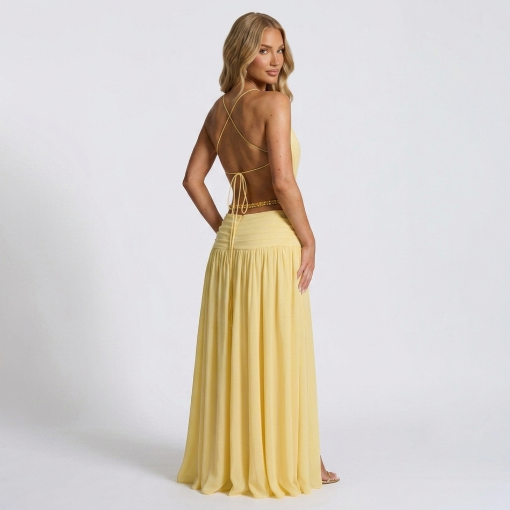 Melina - Maxi Abito con Profondo Décolleté