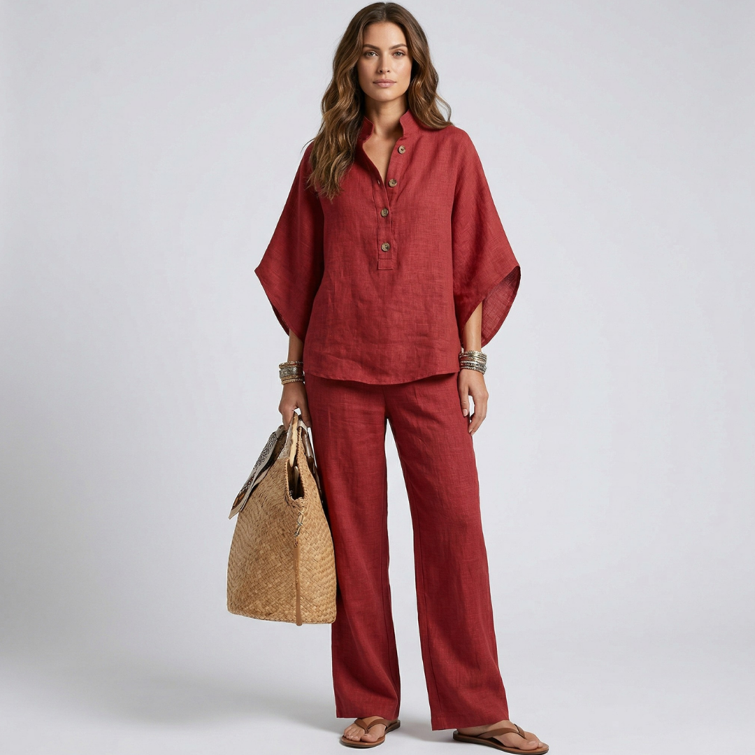 Cassandra - Set elegante di 2 pezzi in cotone e lino