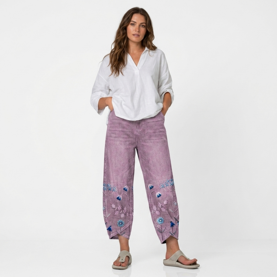 Flavia - Pantaloni casual ricamati