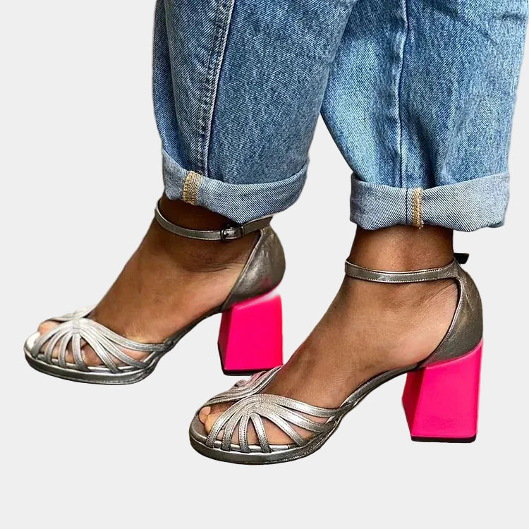 Zoe - Sandali bicolore con zeppa