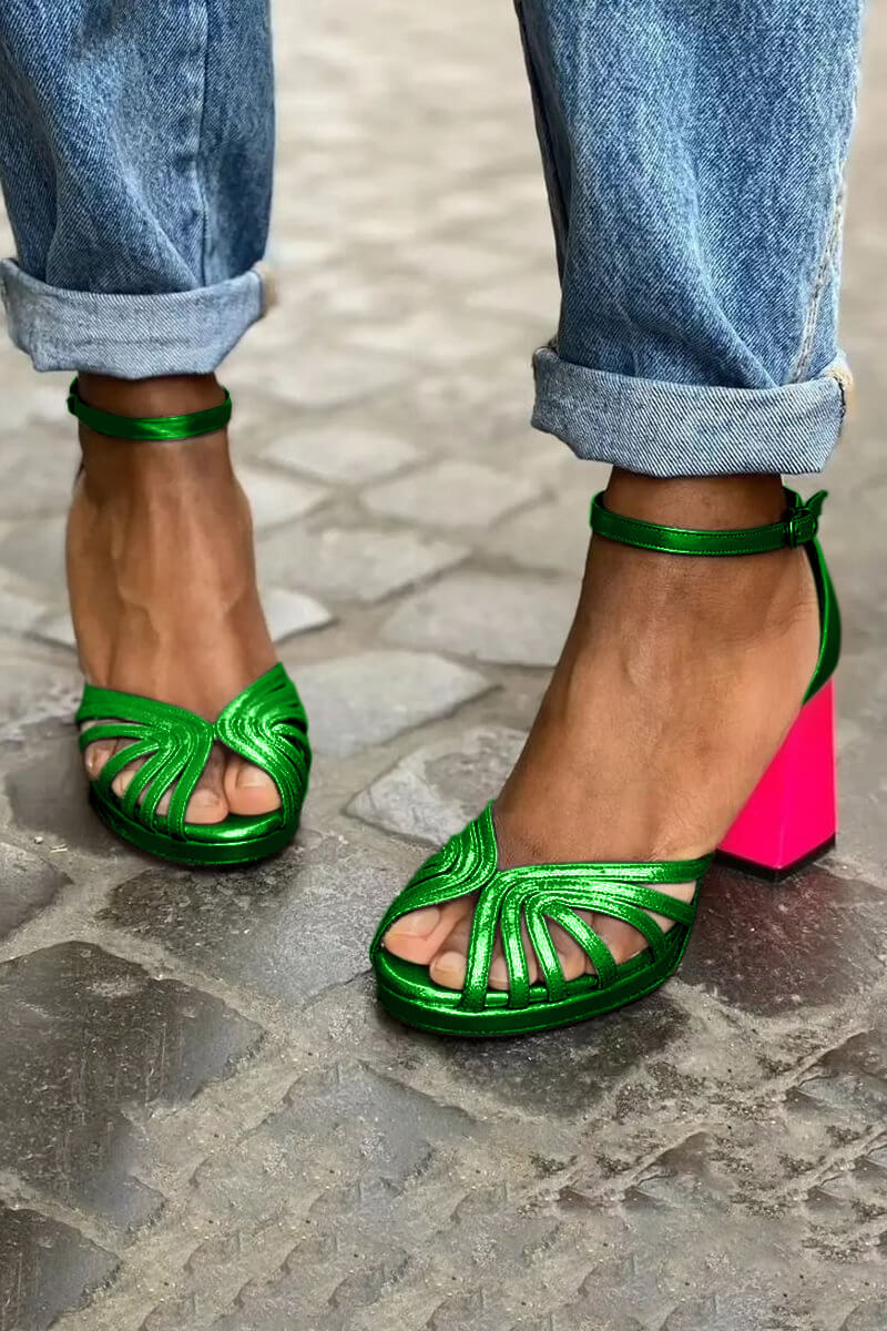 Zoe - Sandali bicolore con zeppa