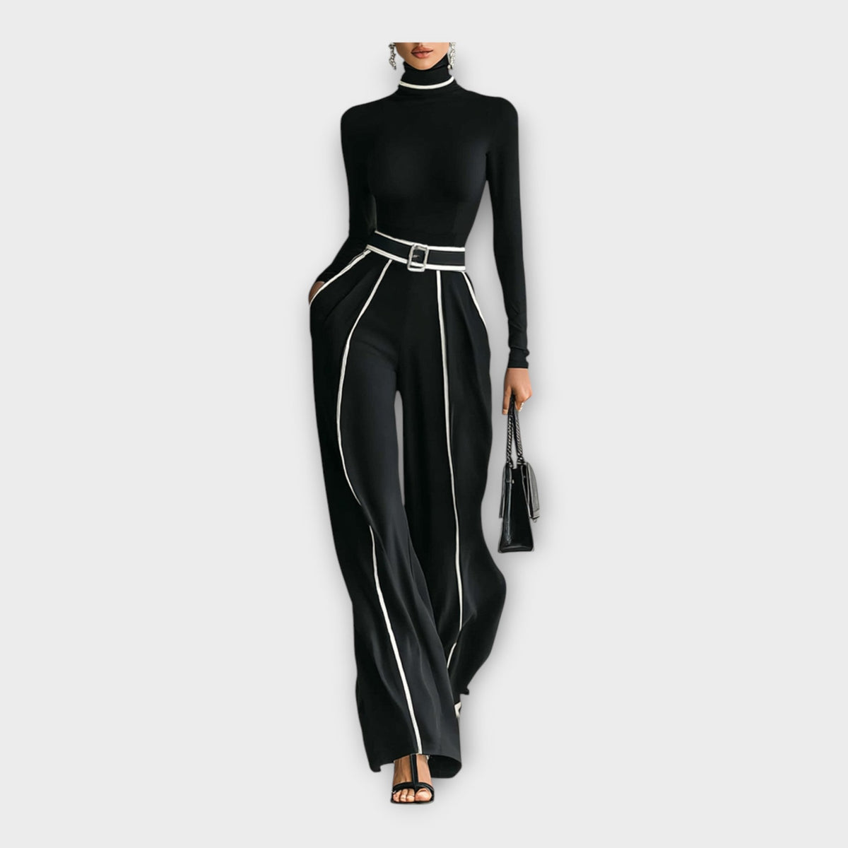 Elegante tuta intera con estetica minimal