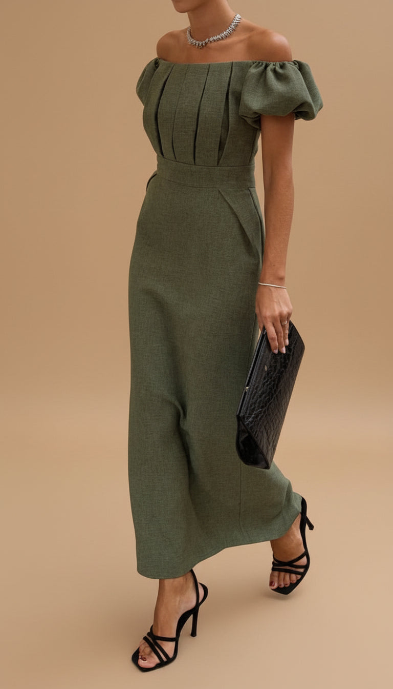 JASMINE | Abito midi elegante con vita accentuata e stile serale senza tempo