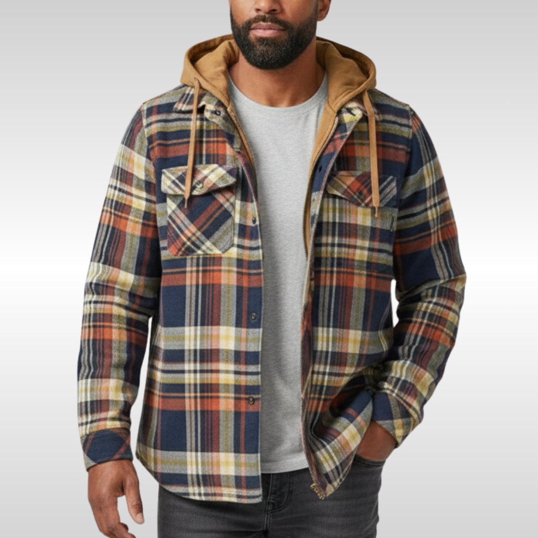 Искра | Карирано яке с качулка