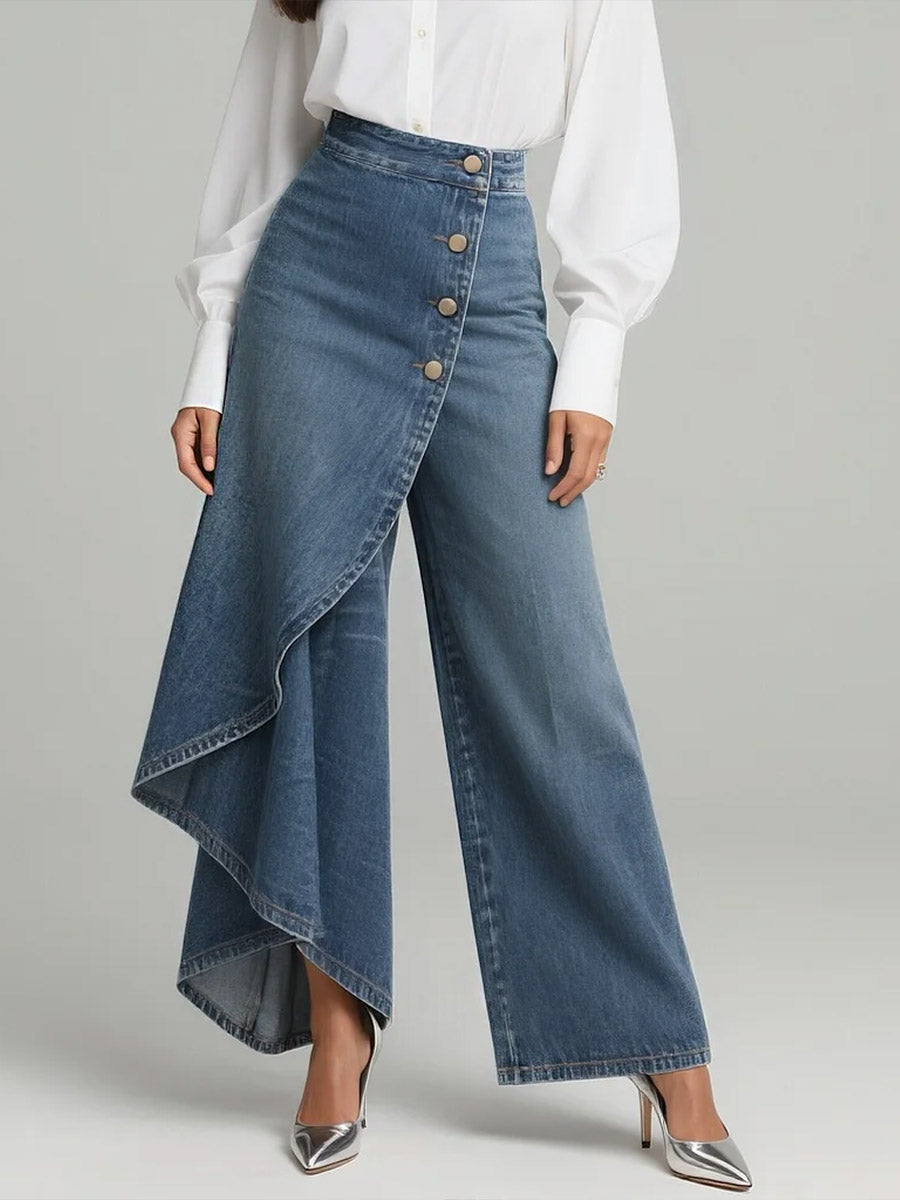 Martina | Jeans a vita alta con gamba larga, vestibilità morbida in un design elegante