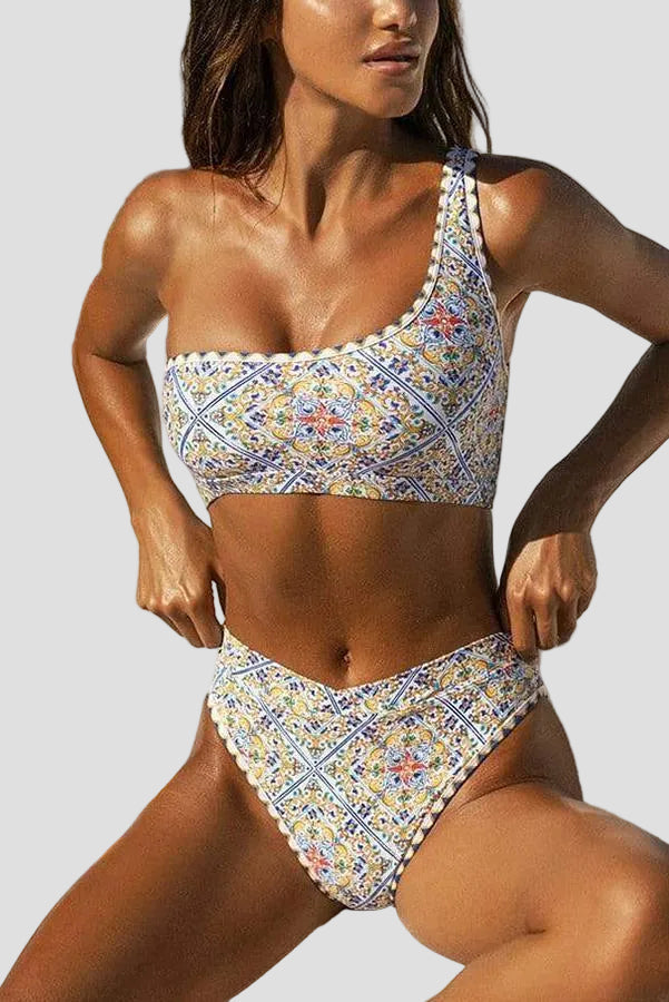 Kalliope - Bikini con spalla e stampa