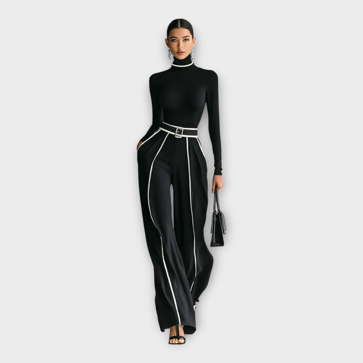 Elegante tuta intera con estetica minimal
