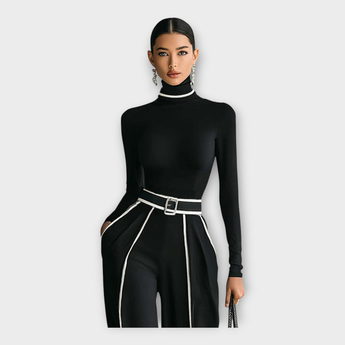 Elegante tuta intera con estetica minimal