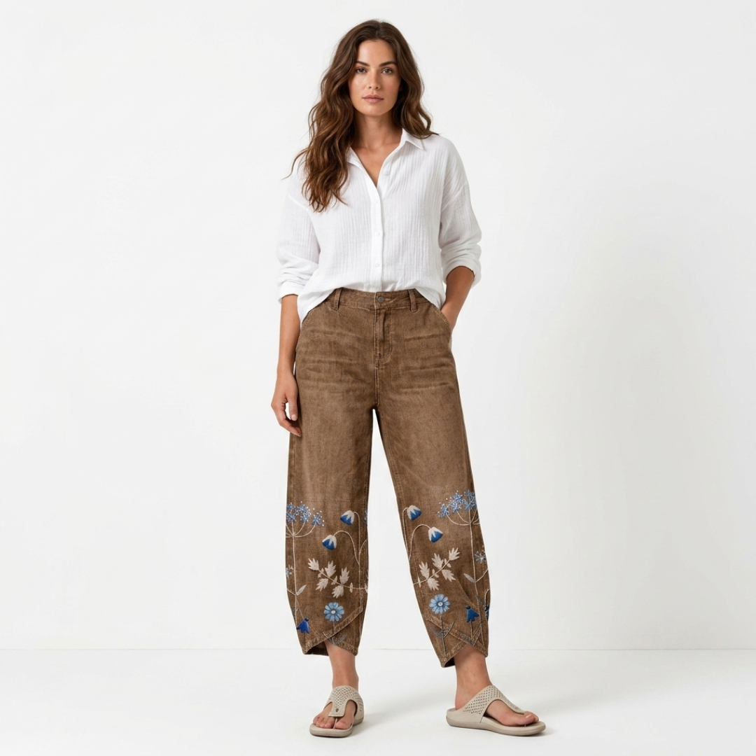 Flavia - Pantaloni casual ricamati