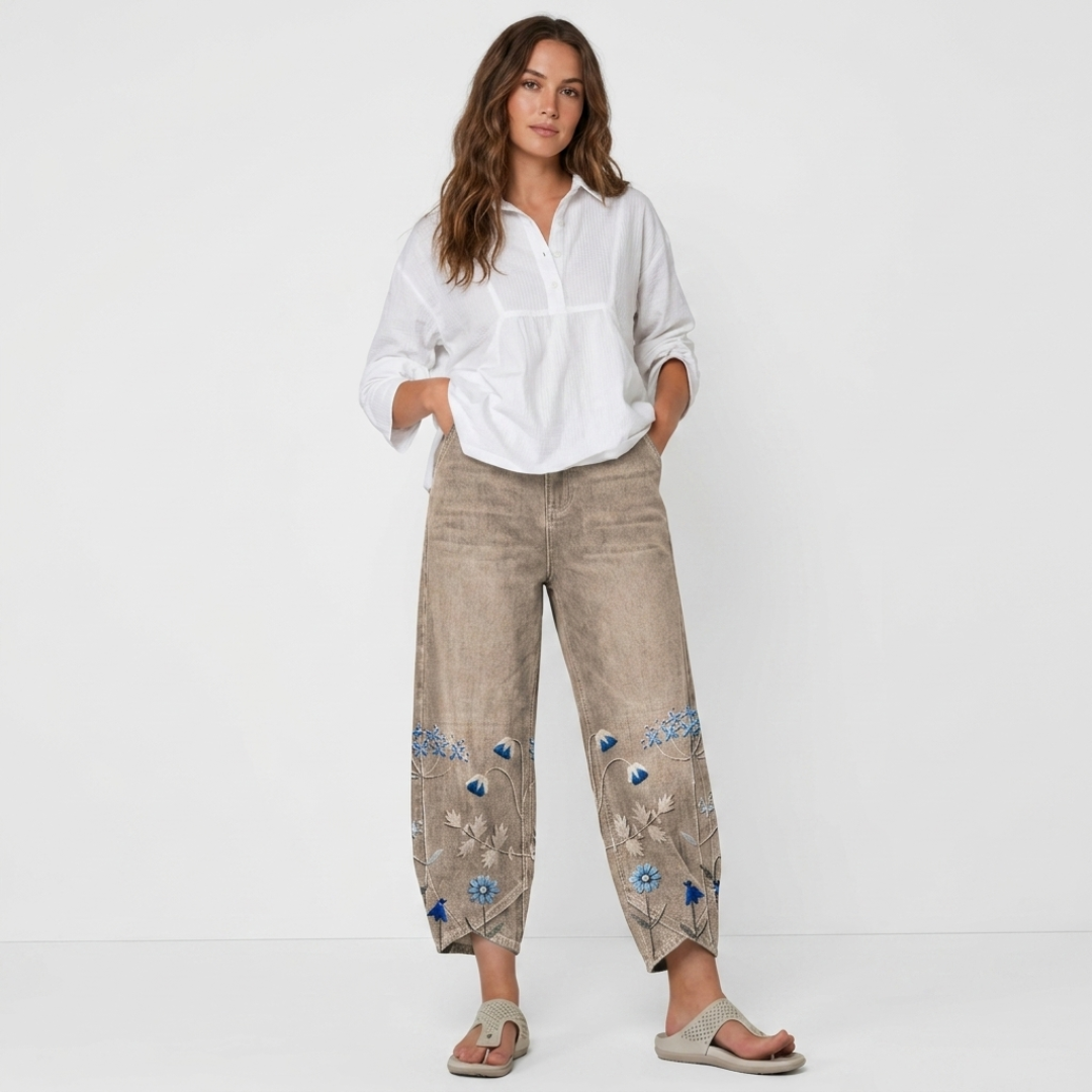 Flavia - Pantaloni casual ricamati