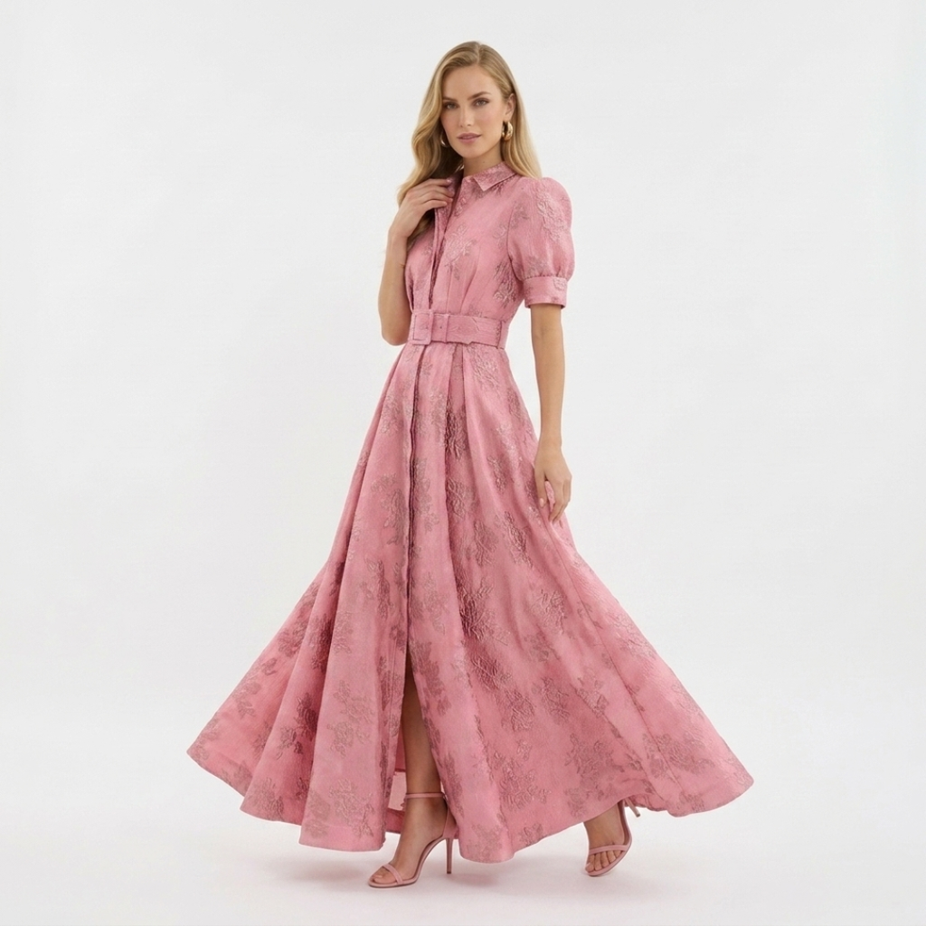 Eliza - Abito fucsia con maniche corte