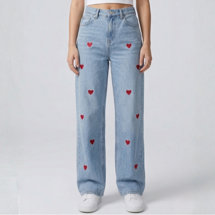 Serena - Pantaloni con stampa a cuori