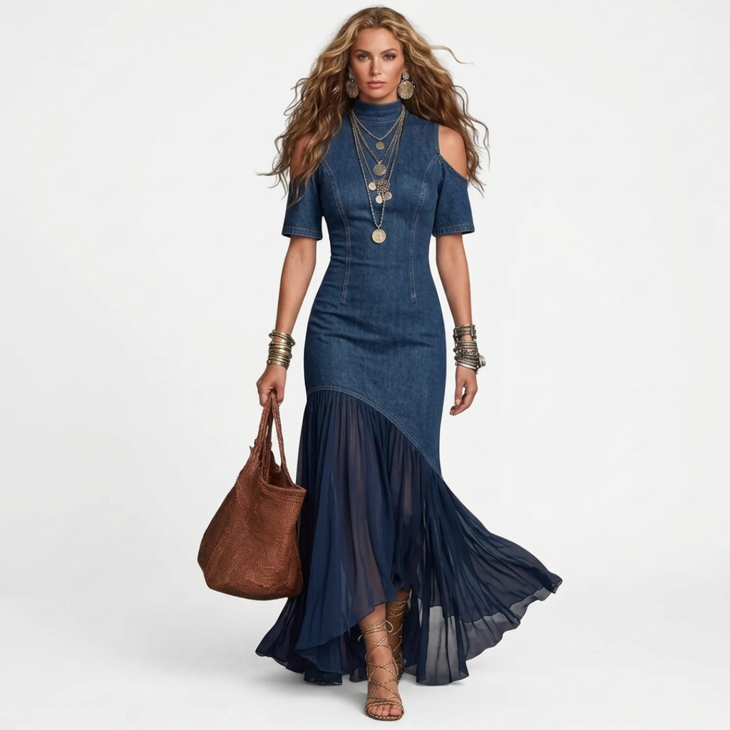 Nicolly - Abito lungo in denim