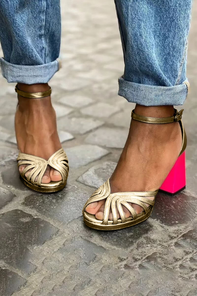 Zoe - Sandali bicolore con zeppa