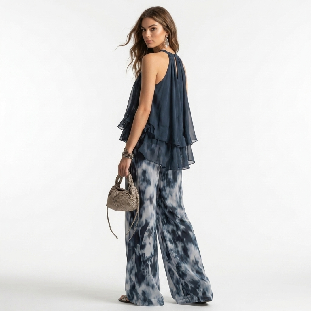Ludovica - Set top e pantaloni con spalle scoperte