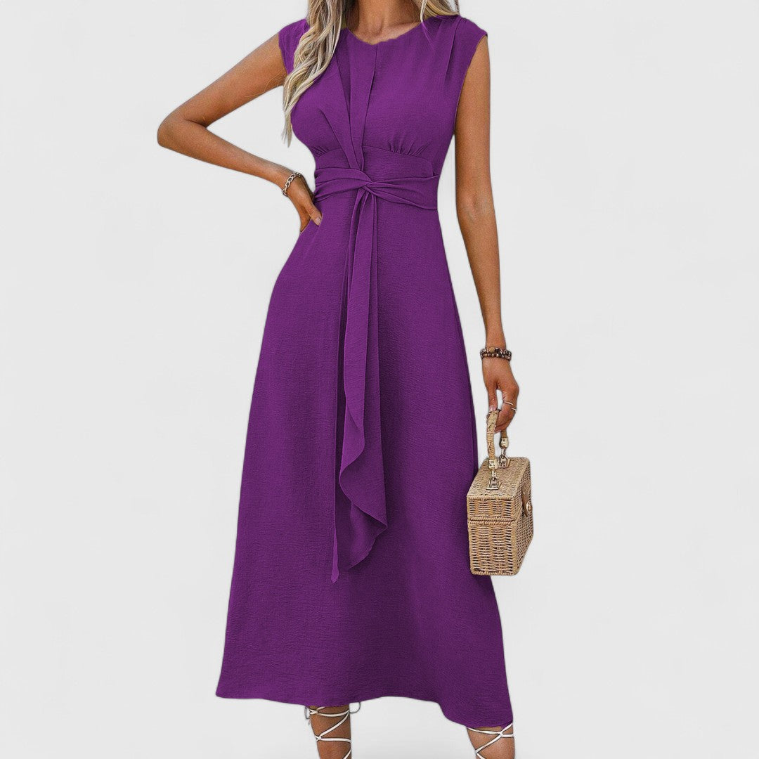Penelope - Abito maxi leggero senza maniche con scollatura rotonda che valorizza