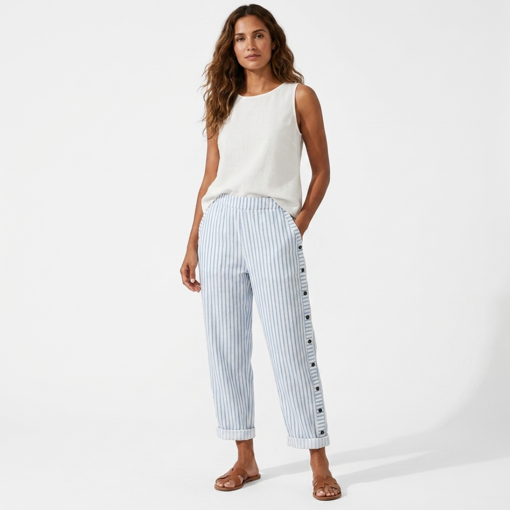 Cibele - Pantaloni a righe con bottoni