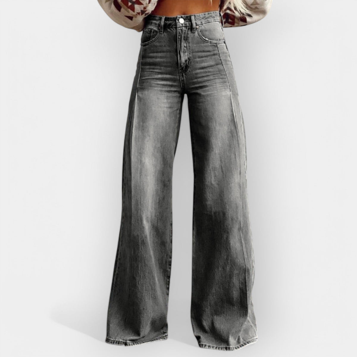 Pantaloni Larghi con Design Flare