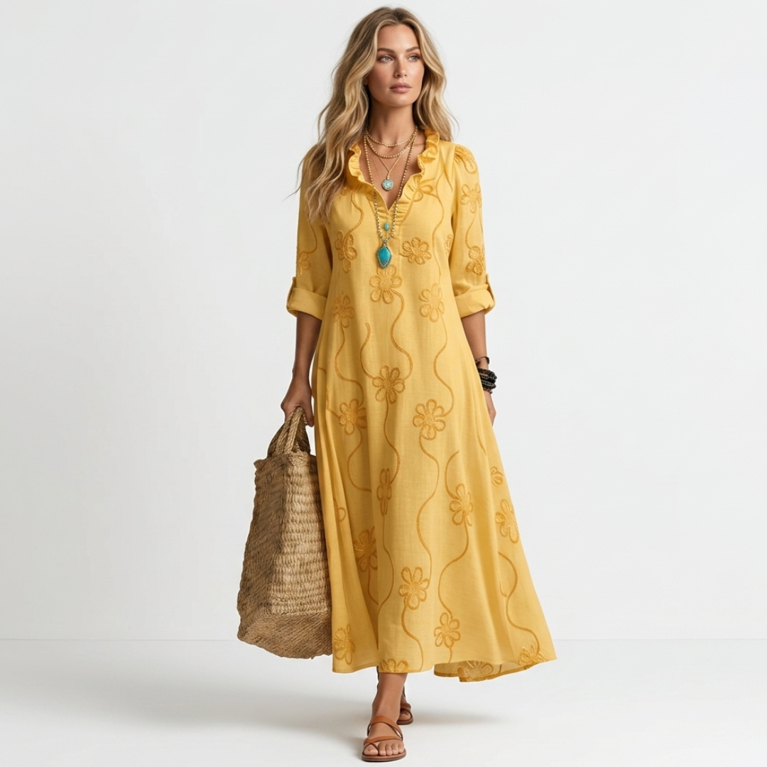 Clio - Vestito Estivo Lungo con Fiori