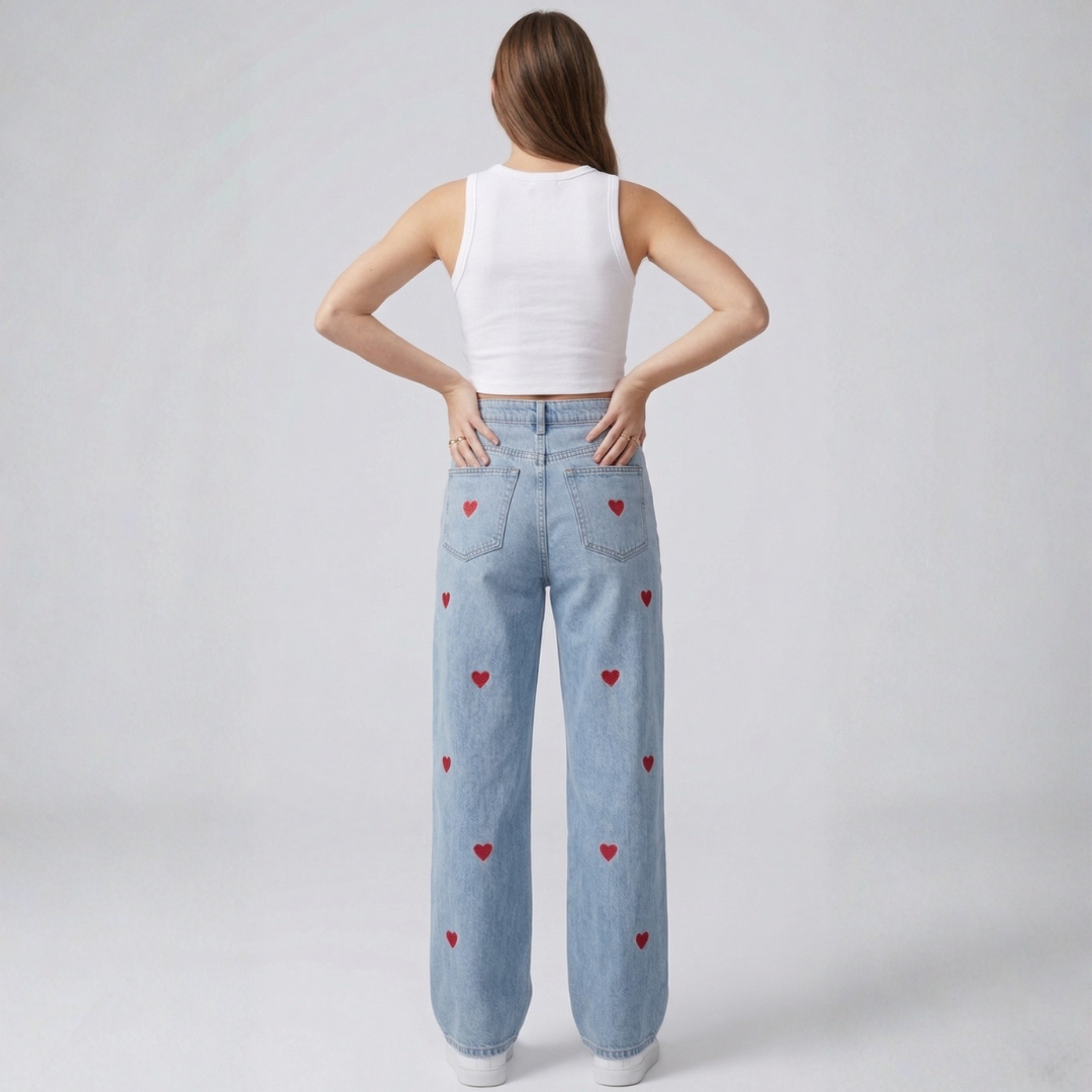 Serena - Pantaloni con stampa a cuori