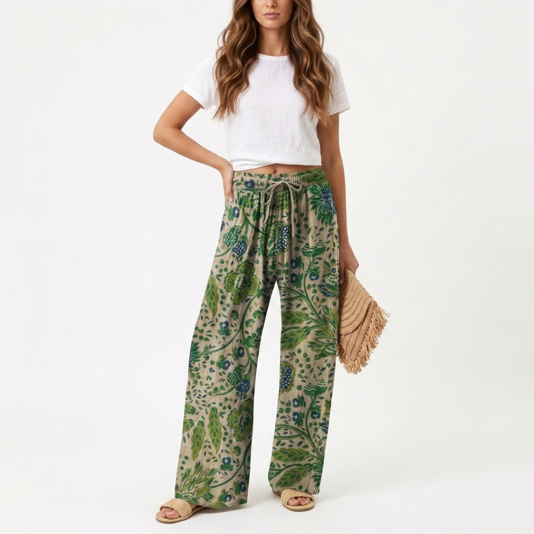 Agnes - Pantaloni a vita alta con fiori