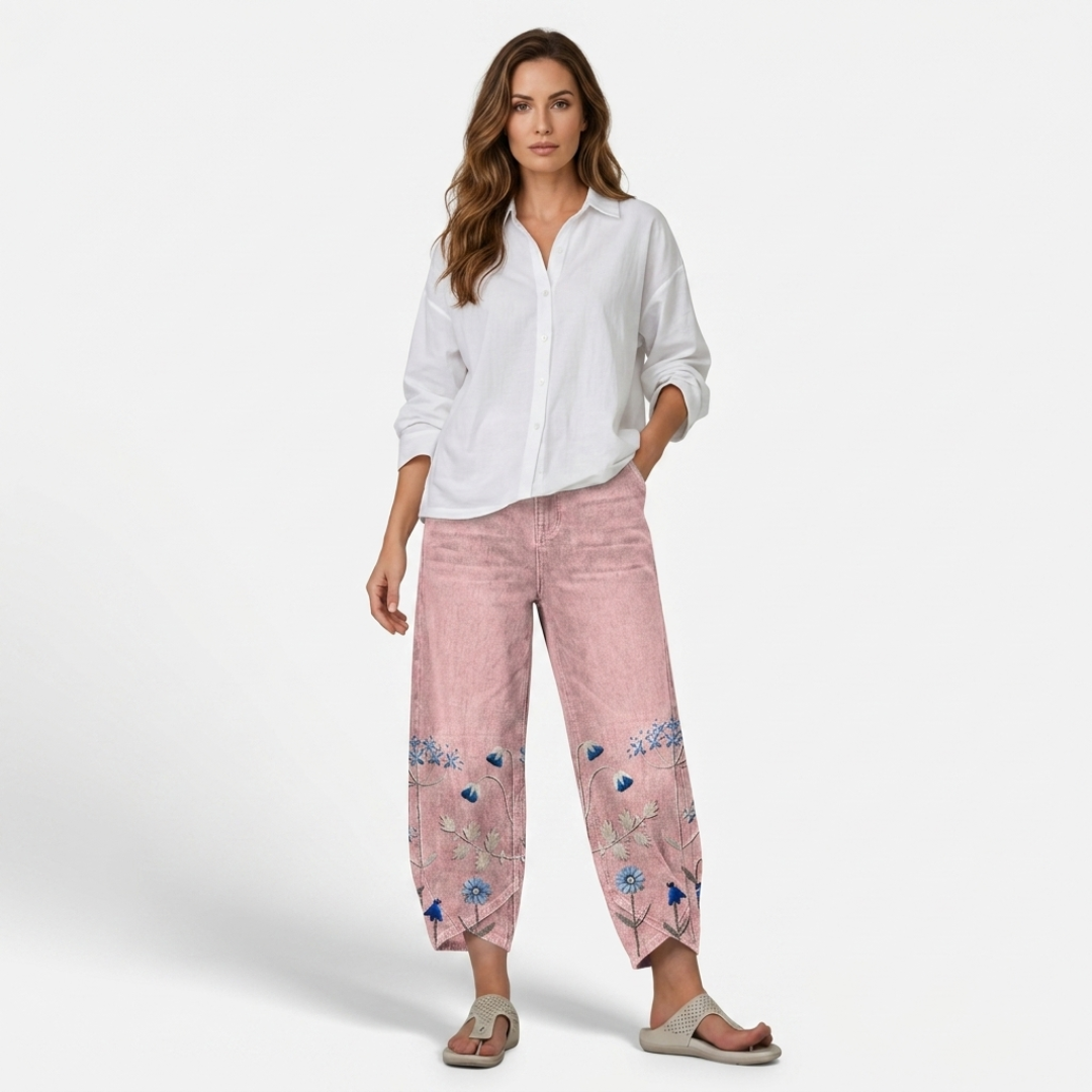 Flavia - Pantaloni casual ricamati
