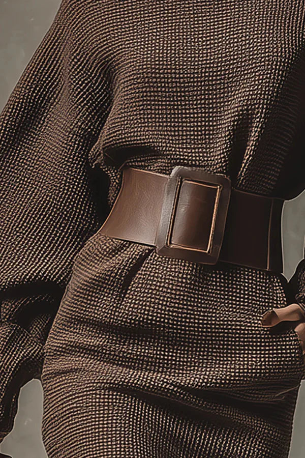 Vasia - Vestito Tricot Mocha con Silhouette