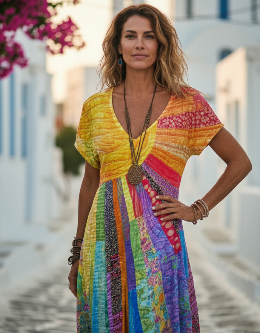 Nefeli - Abito Boho con design Sole