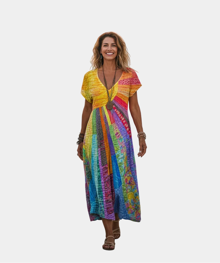 Nefeli - Abito Boho con design Sole