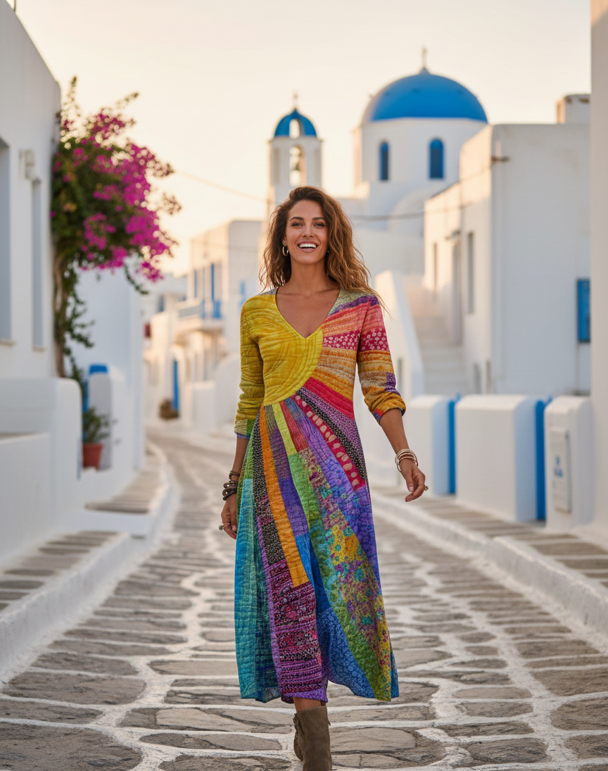 Nefeli - Abito Boho con design Sole