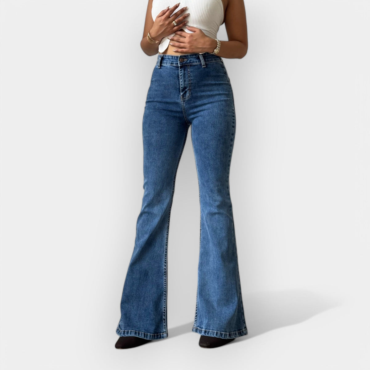 Jeans Flare a Vita Alta