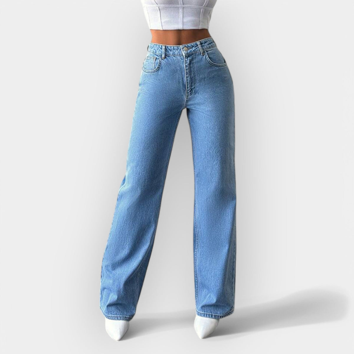 Jeans a Vita Alta con Linea Ampia e Confortevole