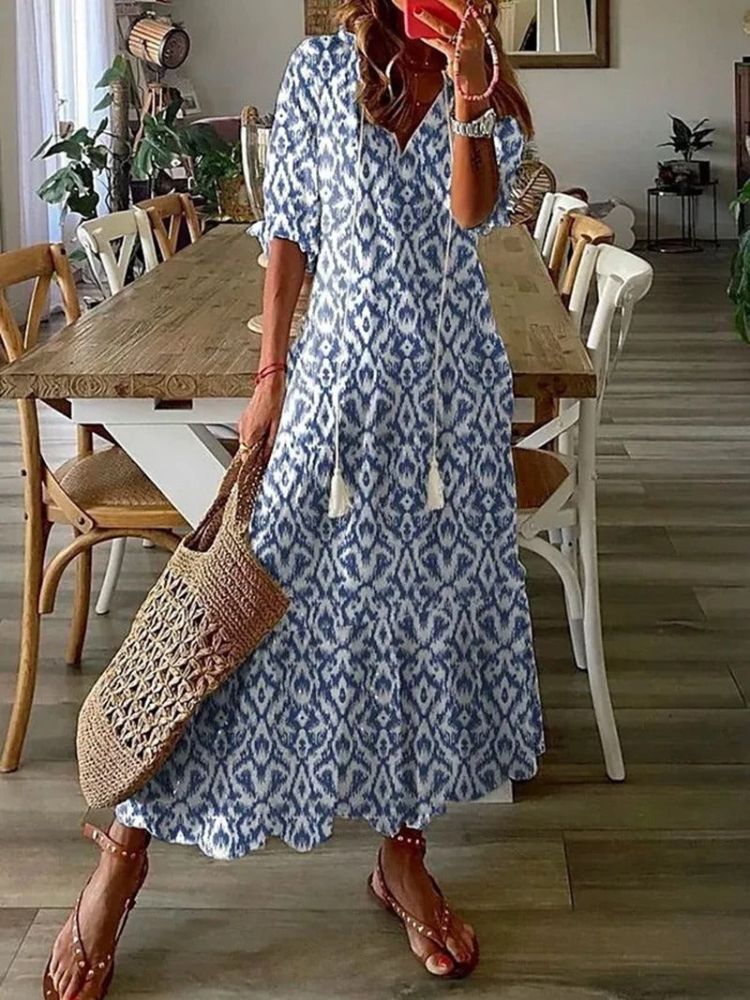Kleoniki - Elegante abito maxi in velluto con fiori