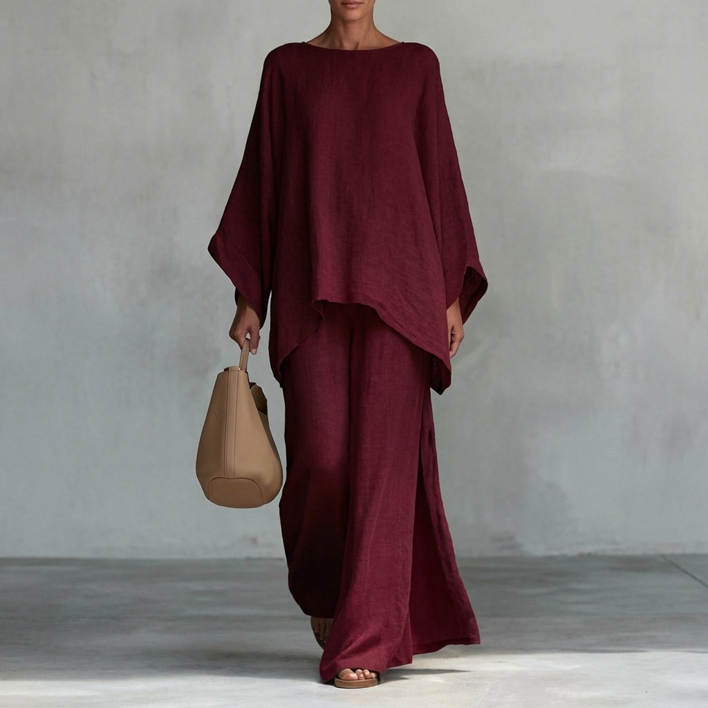 Cristina - Set di Due Pezzi con maniche lunghe e pantaloni larghi