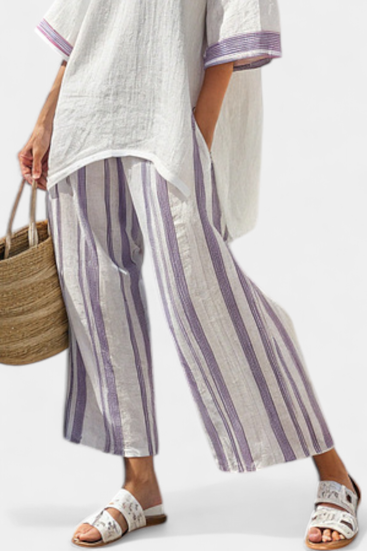 Allegra — Maglietta comoda e pantaloni a righe in bambù