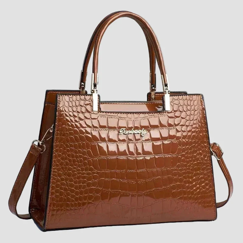 Erain - Borsa lucida in pelle di coccodrillo