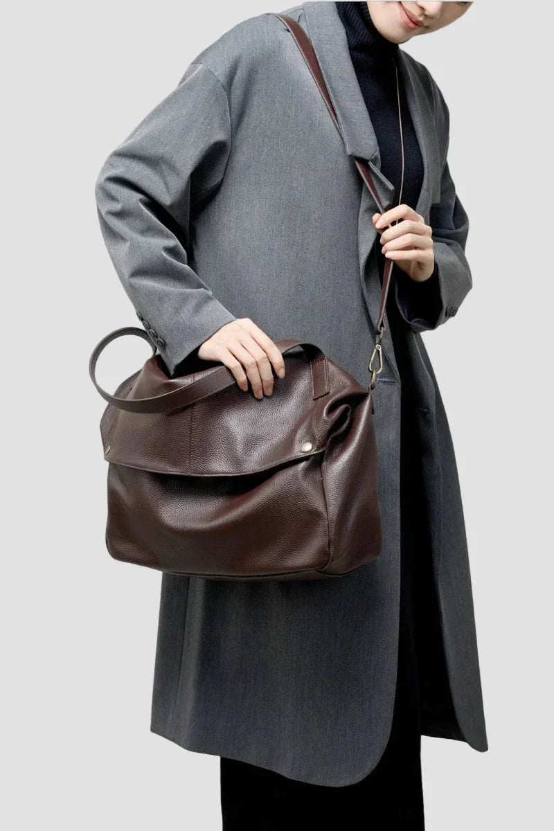 Adriani - Borsa minimalista in vera pelle morbida retrò per uso quotidiano