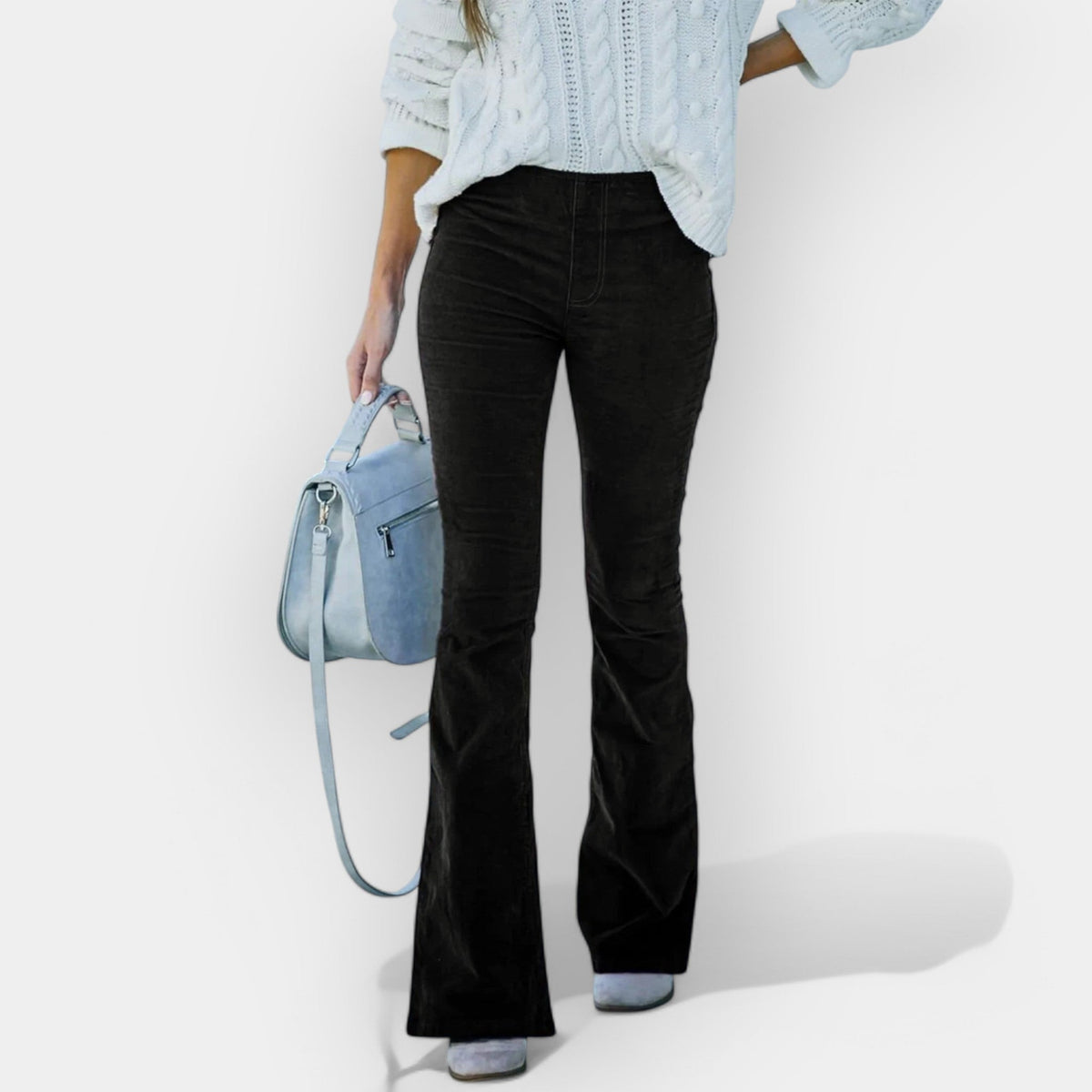 Pantaloni a Vita Alta con Fondo Largo
