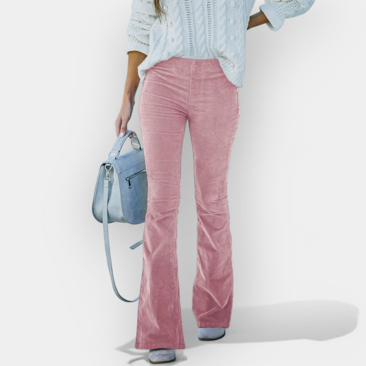 Pantaloni a Vita Alta con Fondo Largo