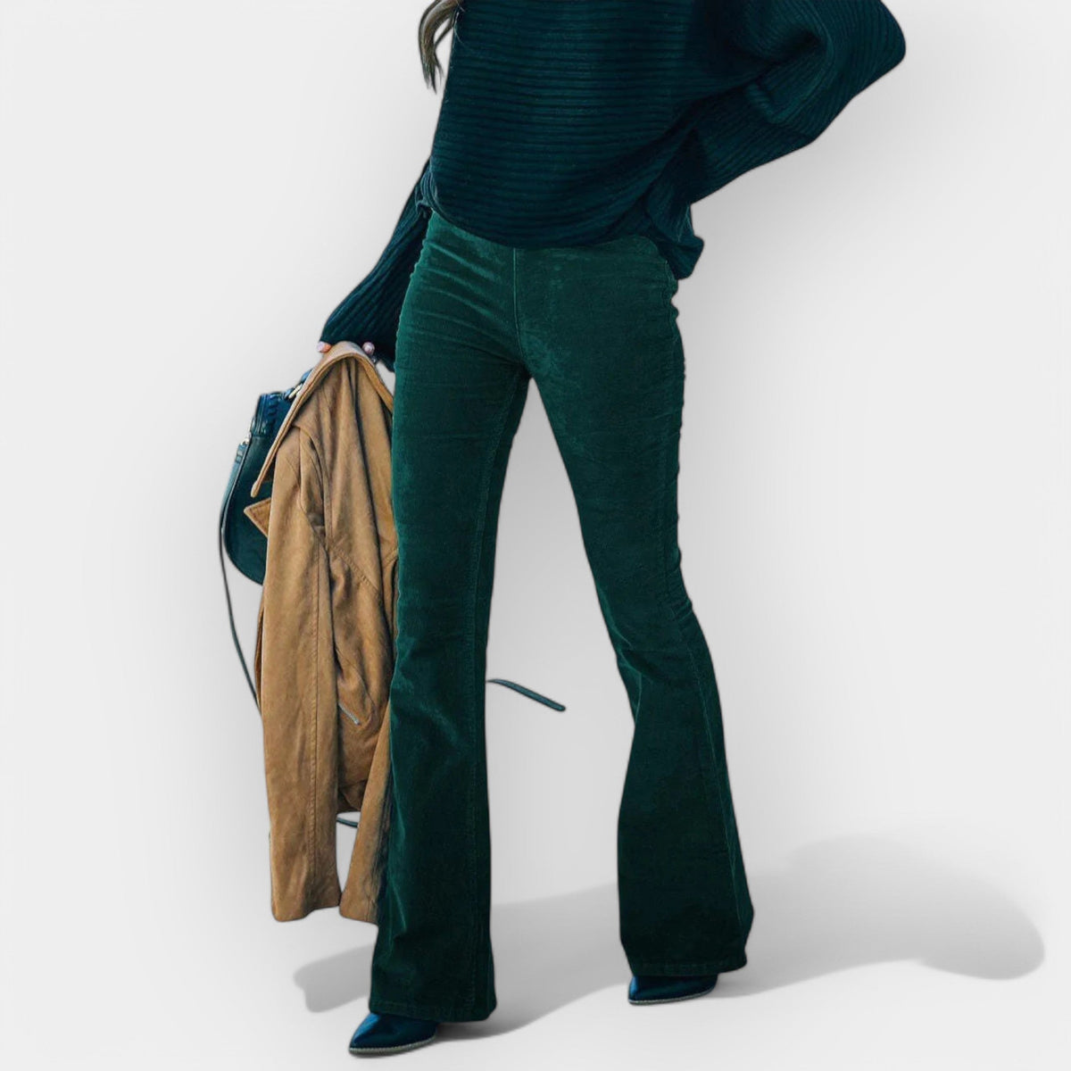Pantaloni a Vita Alta con Fondo Largo