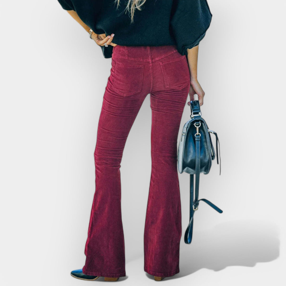 Pantaloni a Vita Alta con Fondo Largo