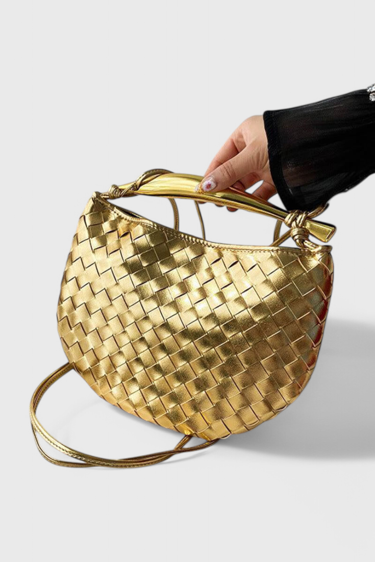 Borsa Gerda Bolso Woven con Manico Dorato