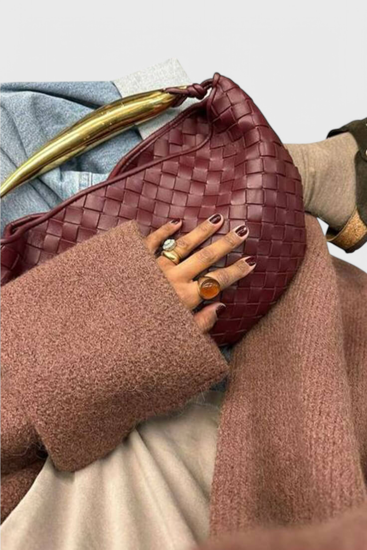 Borsa Gerda Bolso Woven con Manico Dorato
