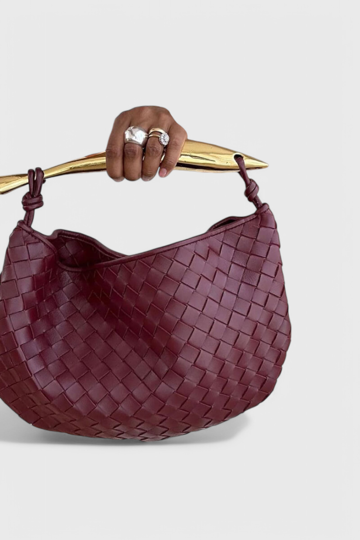 Borsa Gerda Bolso Woven con Manico Dorato