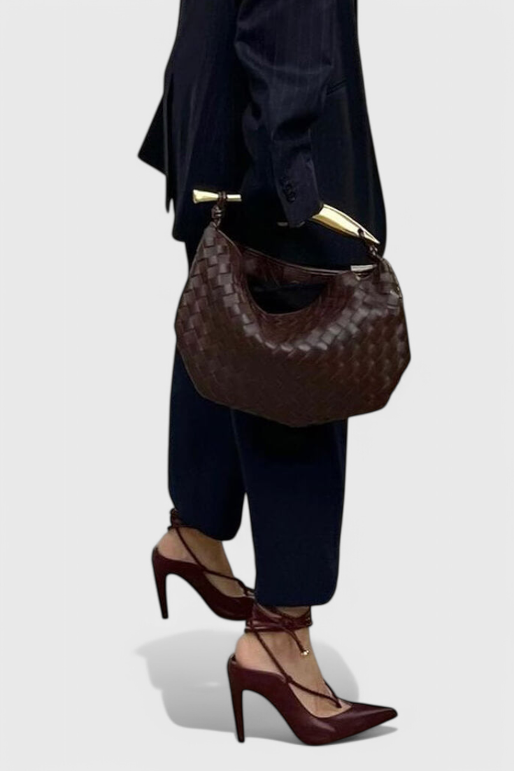 Borsa Gerda Bolso Woven con Manico Dorato